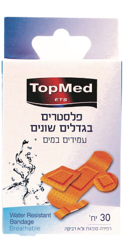 טופ מד | פלסטר מעורב חום | עמידים במים | מכיל 30 יחידות