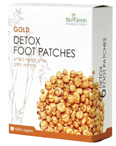 מארז שישיה | גולד דיטוקס פווט פאטצ'ס | Gold DETOX FOOT PATCHES | פדים לניקוי רעלים | מהדורת הזהב | 100% אורגני | מכיל תערובת של צמחים ביו גרין | Bio Green