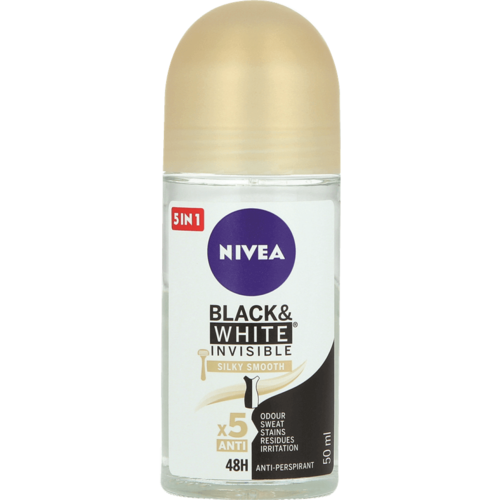 דאודורנט | רול און | Nivea Black & White Silky Smooth | לאישה | מכיל 50 מ