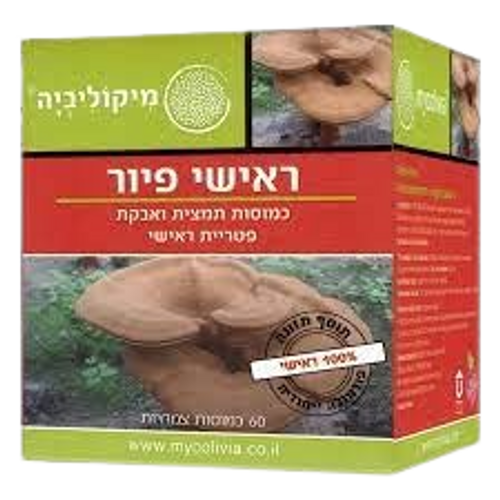 ראישי פיור | מכיל 60 כמוסות | כמוסות תמצית ואבקת פטריית ראישי | מיקוליביה | Mycolivia