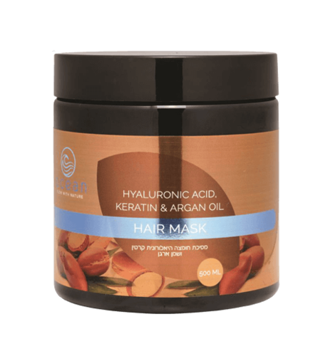 מסיכת שיער חומצה הילארונית קרטין ושמן ארגן | אושן | 500 מ"ל