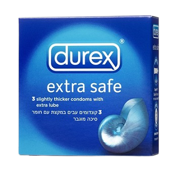 Extra Safe - קונדומים עבים במקצת עם חומר סיכה מוגבר - 3 יח