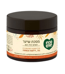 מסכה לשיער רגיל עד יבש | גזר, דלעת ובטטה | מכיל 350 מ"ל |  אקולאב | EcoLove