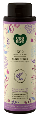 מרכך לשיער צבוע ויבש מאוד | אוכמניות, ענבים ולבנדר | מכיל 500 מ"ל |  אקולאב | EcoLove