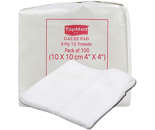 מרפדי גזה כותנה - 100 יחידות 7.5X7.5 ס"מ - טופמד TopMed