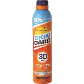 ספריי הגנה שקוף | 30 SPF | להגנה גבוהה | מכיל 300 מ"ל | נספג במהירות | סקין גארד | SKIN GARD 