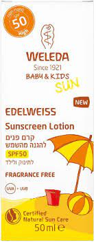 קרם פנים להגנה מהשמש | 50 SPF | לתינוק ולילד | מכיל 50 מ"ל | וולדה | Weleda