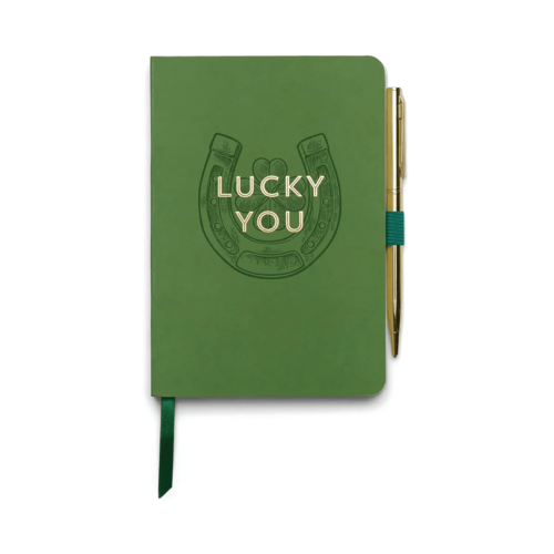 מחברת וינטג׳ עם עט- Lucky you