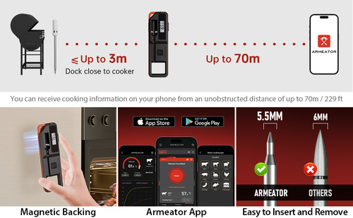 מדחום דיגיטלי אלחוטי לבשר ARMEATOR A1 Bluetooth