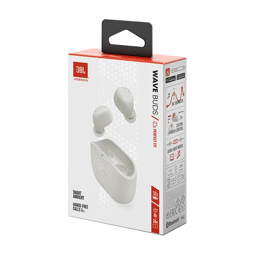 אוזניות אלחוטיות JBL Wave Buds TWS לבן