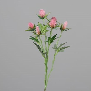  ענף פרחים ורוד בהיר 57 ס"מ Thistle Spray