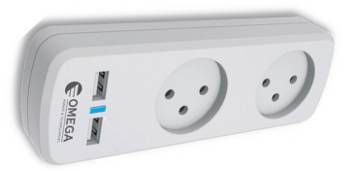 מפצל חשמל + שקע OMEGA OM-QGT2-2A USB