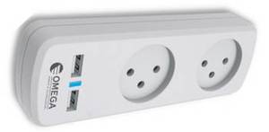 מפצל חשמל + שקע OMEGA OM-QGT2-2A USB