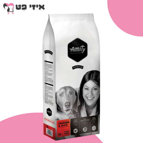 אמיתי פרמיום עוף ואורז לכלבים בוגרים 15 ק