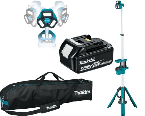 עמוד תאורה 18V נטען כולל סוללה 6.0 אמפר MAKITA DML814 מקיטה