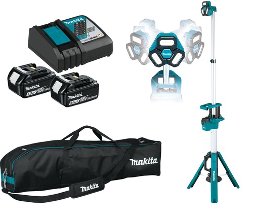 עמוד תאורה 18V נטען כולל 2 סוללות 5.0 אמפר ומטען MAKITA DML814 מקיטה