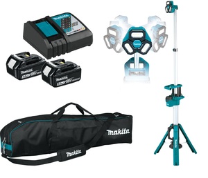 עמוד תאורה 18V נטען כולל 2 סוללות 5.0 אמפר ומטען MAKITA DML814 מקיטה
