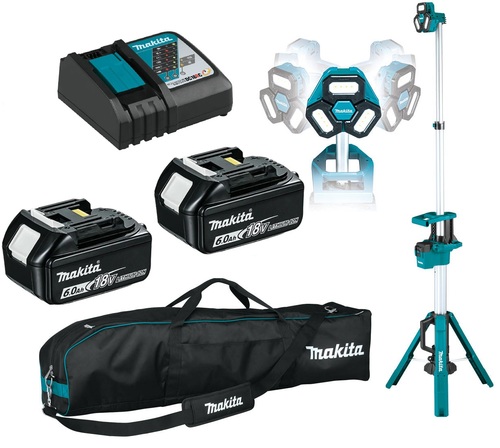 עמוד תאורה 18V נטען כולל 2 סוללות 6.0 אמפר ומטען MAKITA DML814 מקיטה