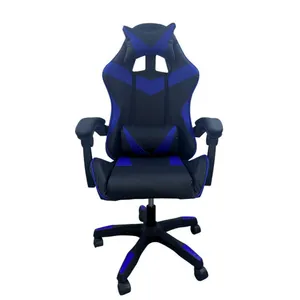 כסא גיימרים איכותי Gaming Chair עם 2 כריות תמיכה, שינוי גובה וידיות תמיכה - שחור כחול