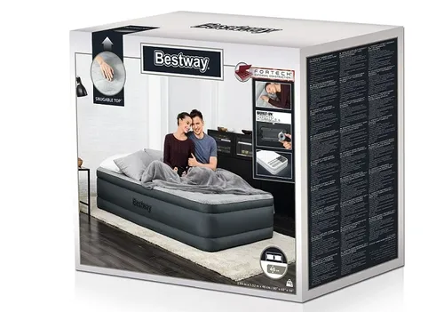 מזרן /  מיטה מתנפחת זוגית Queen Fortech Airbeds עם משאבה חשמלית מובנית, מתאים לאירוח ולמילואים