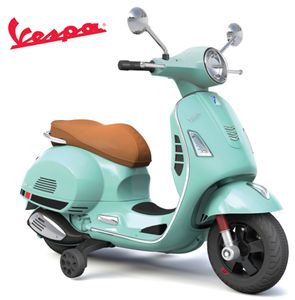 אופנוע ממונע 12V וספה VESPA מפואר עם גלגלי עזר, פסי גומי על הגלגלים, אורות ואפקטים קוליים - טורקיז