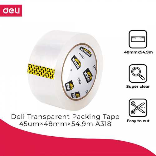 6 גלילי סרט דבק אריזה שקוף DELI PACKING TAPE 