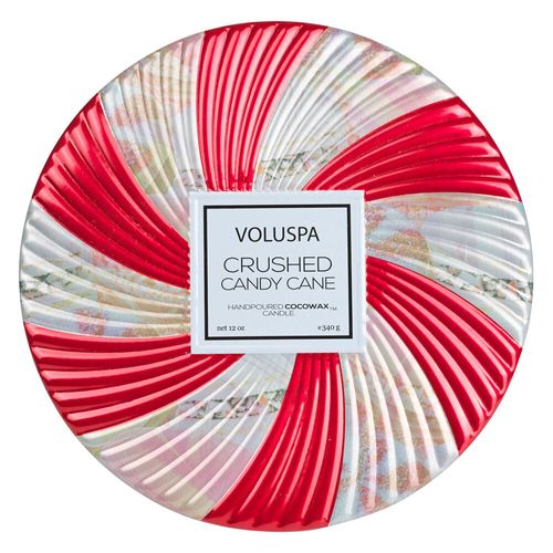 נר ריחני בקופסת פח עם 3 פתילים - Crushed Candy Cane