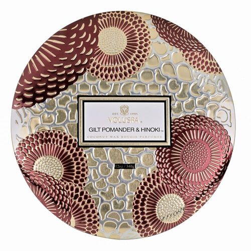 נר ריחני בקופסת פח עם 3 פתילים - Gilt Pomander Hinoki