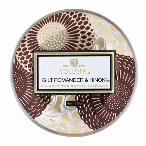נר ריחני בקופסת פח - Gilt Pomander Hinoki