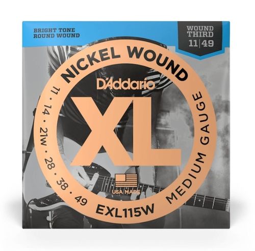 זוית נוספת D'Addario 11-49 Medium Wound 3rd Electric Guitar Strings