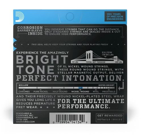 זוית נוספת D'Addario 11-49 Medium Wound 3rd Electric Guitar Strings