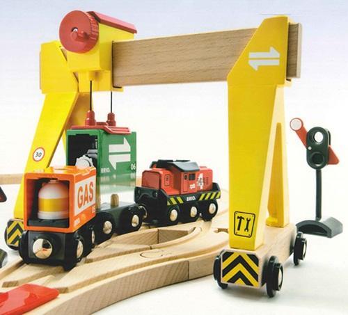 לחץ להגדלת התמונות עבור סט רכבות משא דלוקס 54 חלקים מעץ