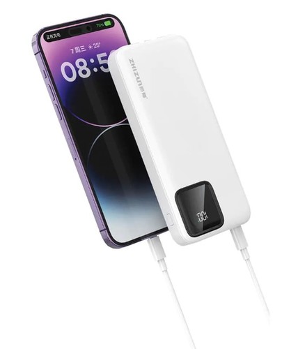 סוללת גיבוי מטען נייד 10000mAh 22.5W עם צג וכבל מובנה SEMICOM ZK-19 WHITE
