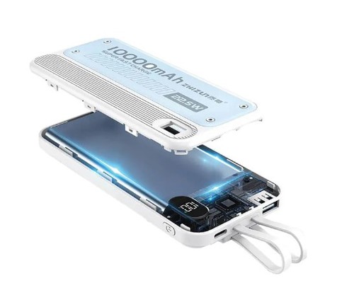 סוללת גיבוי מטען נייד 10000mAh 22.5W עם צג וכבל מובנה SEMICOM ZK-10