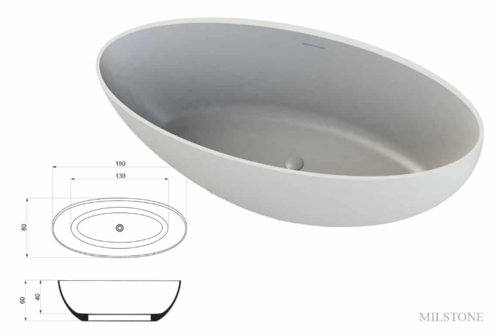 אמבטיית Rio לבן מט 60*180*80 מק