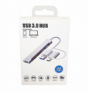מפצל HUB וקורא כרטיס זכרון - Type-C / USB to 3xUSB3.0 + MicroSD/SD