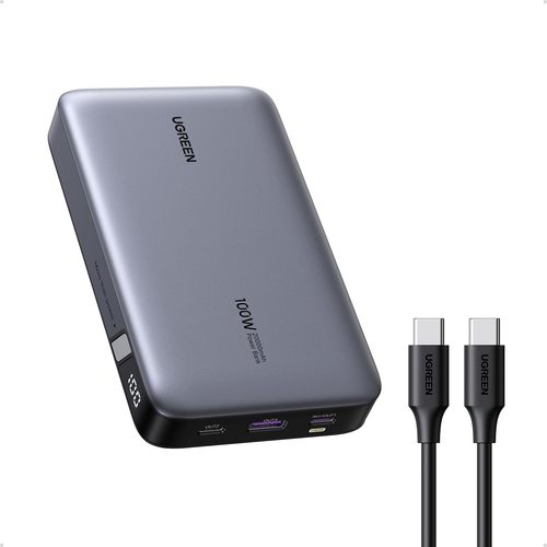 סוללת גיבוי בעלת טעינה מהירה 100W 20000mAh עם יציאות USB-C x2 ו-USB-A מבית UGREEN