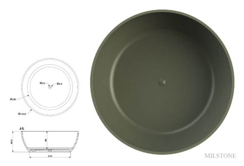 אמבטיית Cusco Round קוטר 153 ירוק מט מק