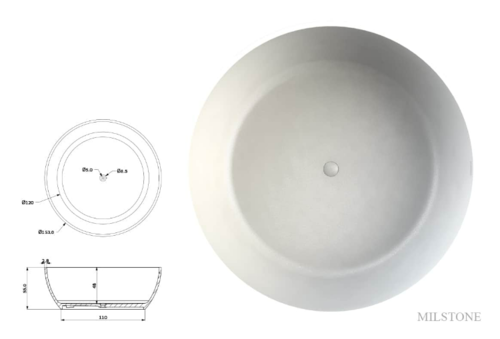 אמבטיית Cusco Round קוטר 153 לבן מט מק