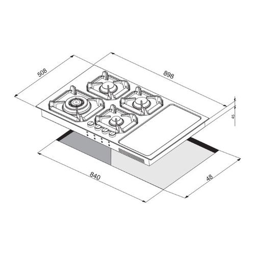 כיריים גז משולב אינדוקציה 90 ס