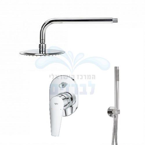 סט 6 חלקים קומפלט למקלחת 4 דרך GROHE BAUEDGE עם סט אביזרי רחצה p-y | כרום