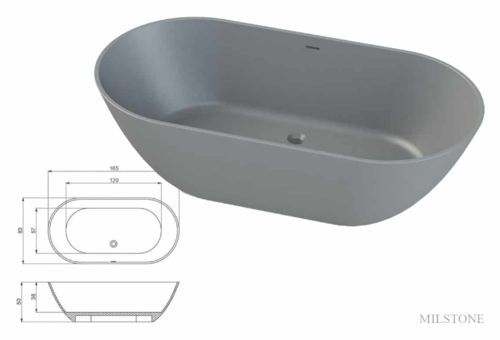אמבטיית New Cusco אפור מט 165/83/55 מק