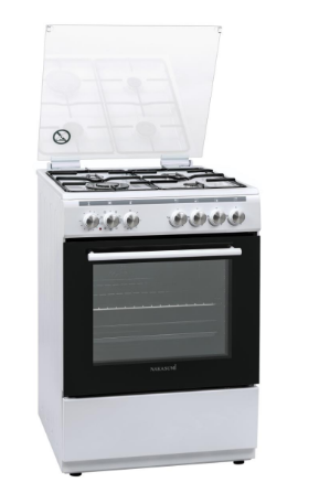 תנור משולב גז לבן 60 ס”מ Nakasumi NAK-FSC60-W נאקסומי