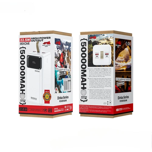  מטען נייד 50,000mAh עם טעינה מהירה ופנס 22.5W USB-C דגם WEKOME WP-75