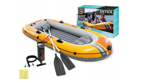 סירת גומי מתנפחת חדשה +משוטים ומשאבה לשלושה  Intex Challenger 3 דגם 66313