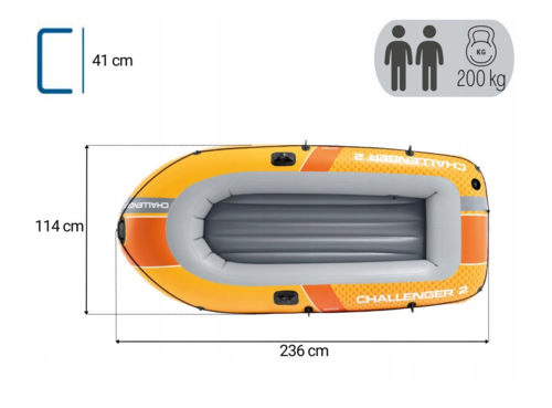 סירת גומי מתנפחת I Challenger 2 דגם INTEX 66312 +משוטים ומשאבה