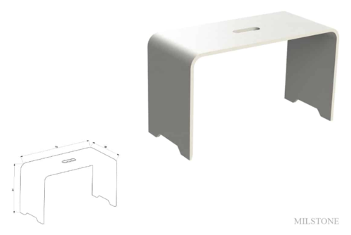 כיסא AVONITE DESIGN למקלחת גדול לבן עם חור 38*70*31 מק