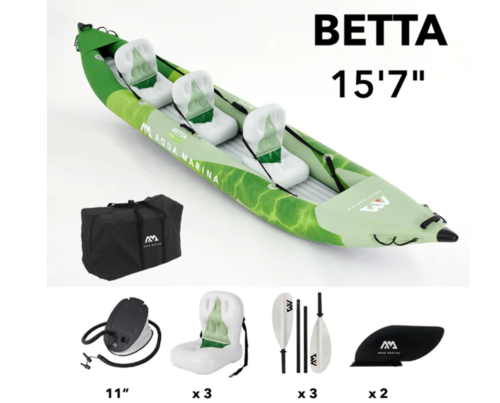  קיאק מתנפח לשלושה אנשים עם שלושה משוטים AQUA MARINA Betta BE-475