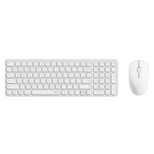 סט מקלדת ועכבר חיבור רב-אלחוטי מולטימדיה 2.4G+BT צבע שחור או לבן RAPOO 9320M