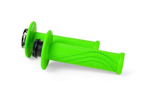 גריפים עם נעילה וידית מצערת רייסטק ירוק - RACETECH LOCK ON WAVE